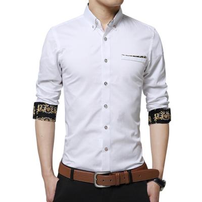 China Anti-pilling 2019 Mens Fashion Casual Formal Tops Black Cotton Long Sleeve Dress Shirts For Men for sale