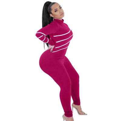 China Anti-Static Ladies Bodycon Rompers Long Sleeve Autumn Winter Women Jumpsuits Solid Zipper for sale