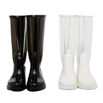 China Lady Light Fashion Transparent Pvc Rain Rejects Wellington Gumboots Over Shoes for sale