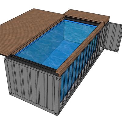 China Modern 20GP Recessed Swimming Pool Shipping Container 14.77m2 Prefab Container Swimming Pool for sale