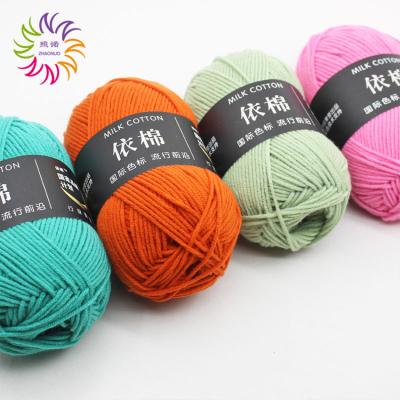 China ZHAONUO 50g 4ply baby 100% eco-friendly multicolor soft knitting hand knit crochet yarn milk cotton for sale