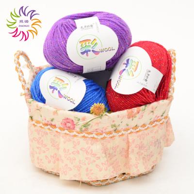 China ZHAONUO Soft Hot Ball Anti-pilling Worsted Weight Hand Knitting Crocheting Double Colored Filament Glitter Acrylic Yarn For Shoes for sale