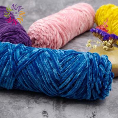 China ZHAONUO Sustainable Velvet Crochet Hand Knitting Fiber 0.5cm Super Thin Chenille Bulky Yarn 0.5cm for sale