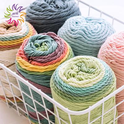 China ZHAONUO 2mm 5ply 100g Antistatic Gradient Cake Rainbow 45% Natural Acrylic 55% Cotton Blended Yarn for sale