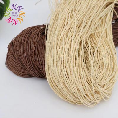 China ZHAONUO 2 Strand Healthy Summer 2mm Handle Straw Raffia Hot Selling Eco Friendly Paper Yarn For Weave Women Hat for sale