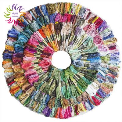 China 447 Colors Hand Shrinkage ZHAONUO Cotton Stockings 8m Polyester Sewing Skeins Kit Set Embroidery Floss Cross Stitch Loose Thread for sale