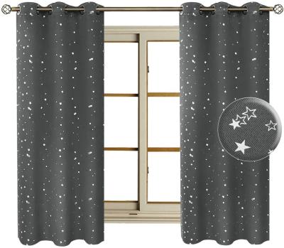 China Blackout Kids Blackout Curtains For Bedroom - Grommet Thermal Insulated Silver Star Prints Room Darkening Curtains For Living Room for sale