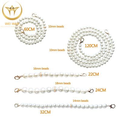 China Friendly Round Imitation Pearl Purse Chain Replacement Short Long Purse Fastens Shoulder With Metal Buckles Purse Chains for sale