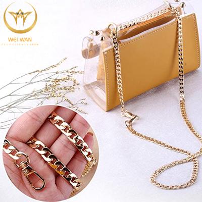 China DIY User-Friendly Flat Chain Strap Chunky Metal Purse Handle Bag Replacement Handbag Shoulder Strap Aluminum Accessory with Ring Buckle for sale