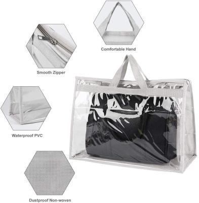 China Durable Clear Handbag Cover Purse Storage Bag Holder Dust Proof Organizer With Handle Zipper for sale