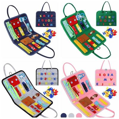 China OEM kids montessori toys sensory diy toddler first grade ODM eco-friendly material education felt busy board for 1 year old for sale