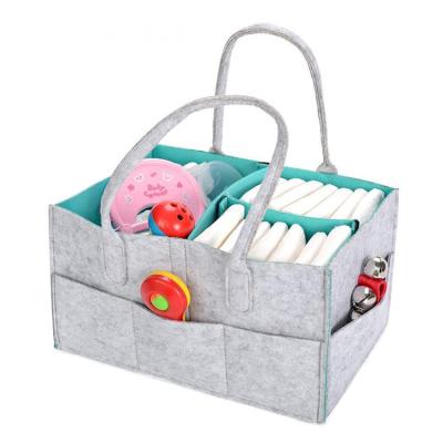 China New Design TOTE BAG New Design Baby Shower Gift Basket Portable Baby Cart Organizer Felt Diaper Bag for sale