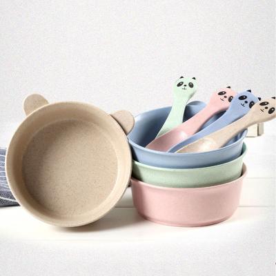 China 100% Eco-friendly/Wheat Straw Bowls With Spoon Reusable Creative Cartoon Wheat Baby Wheat Non-toxi Environmental Protection for sale