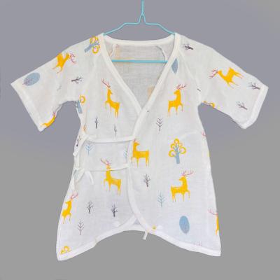 China Best Viable Baby Boy Clothes Summer Short Sleeve Gauze Cartoon Print Baby Romper Clothes For Babies for sale