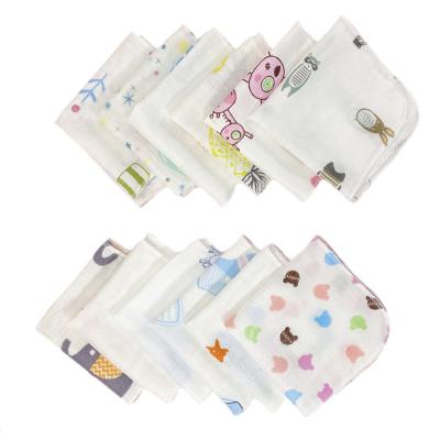 China Viable Baby Muslin Cotton Baby Handkerchief Kids Face Two Layer Gauze Cloth Muslin Towel Baby Face Towel for sale