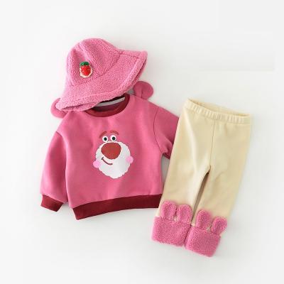 China Antibacterial Custom Logo Baby Clothes Sets Ins Kids Clothes Costume Hoodies Girl Clothes Set With Hat for sale