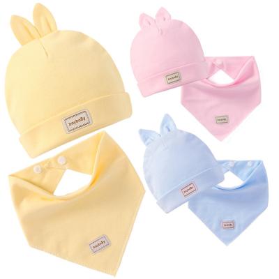 China Wholesale Viable Baby Beanie Animal Hat New Born Hospital Covers Double Layer 100% Cotton Knitted Baby Bunny Hat With Turban for sale