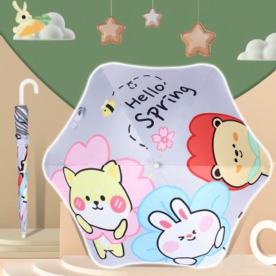 China New Cartoon Children Umbrella Round Corner Anti Push Student Cute Long Handle Thoughtful Children's Umbrella Customize Logo for sale