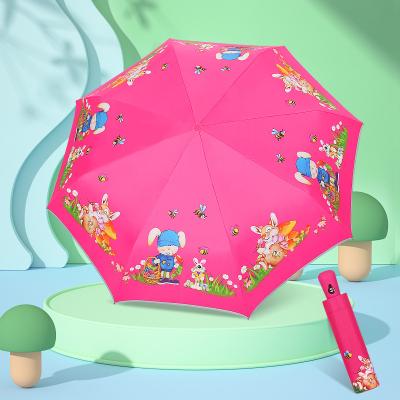 China Minimalist Black Glue Sunny Automatic Umbrella Lovely Folding And Rainy Children's Umbrella Cartoon Umbrella With Logo for sale