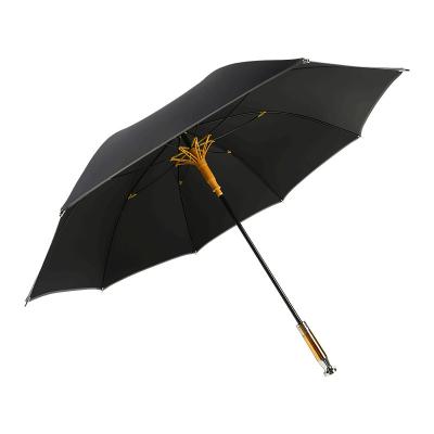 China All Fiber Glue Black Golf Umbrella Straight Pole Umbrella Sunny And Rainy Farm Umbrella Can Customize Logo for sale