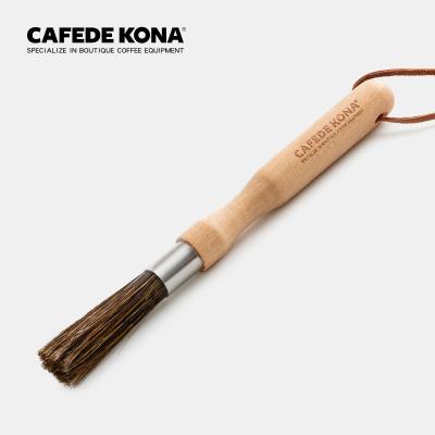 China CAFEDE KONA Traditional Long Handled Coffee Machine Brush Coffee Grinder Brush Coffee Powder Cleaning Brush with Pig Hair for sale