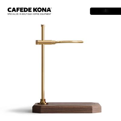 China CAFEDE KONA Traditional Manual Drip Coffee Stand Walnut Coffee Stand Solid Wood Hand Brewed Coffee Copper Stand for sale