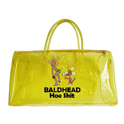 China 2021 Fashion Fashion Full Color Print Custom Logo Clear PVC Travel Duffel Bag Makeup Luggage Travel Overnight Bag for sale