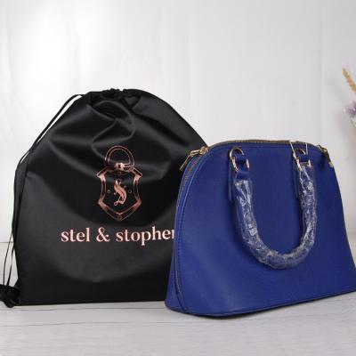 China CLOTHING Wholesale Printed Satin Drawstring Shoe Package Bag , Luxury Handbag Tote Dust Satin Bag for sale