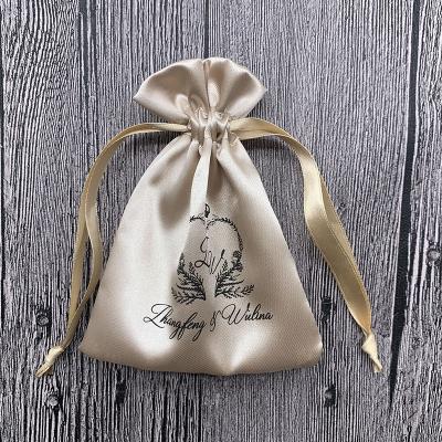 China Small Satin Drawstring Handbag Making Gift White Silk Cotton Bag Custom Tote Dust Bag For Handbag Satin Pouch Bag for sale