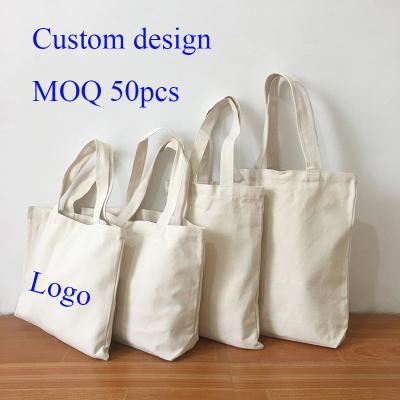 China Low MOQ custom logo printing cotton tote bag cotton handled packaing shopping bag with your logo printing beach cotton suitcase for sale