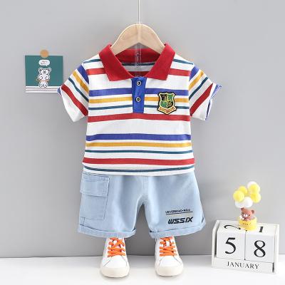 China New Kids Summer Casual Dressing Set Wholesale Striped Boys Casual Dressing Sets for sale