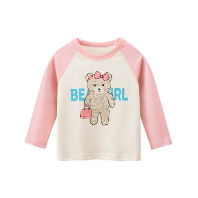 China New Breathable Children's Clothing Girls Cartoon Bear Printed Long Sleeve T-Shirt With Children's Background for sale