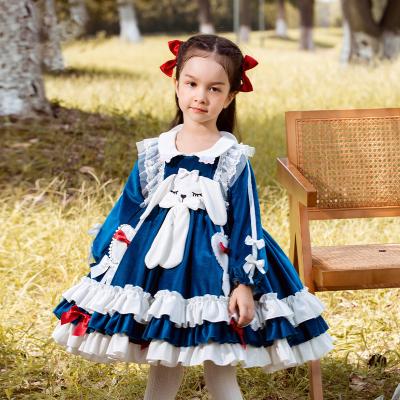 China Anti-wrinkle Children Clothing Kids Lolita Princess Dresses Cute Cartoon Fluffy Group Velvet Dress For Little Girl Dress for sale