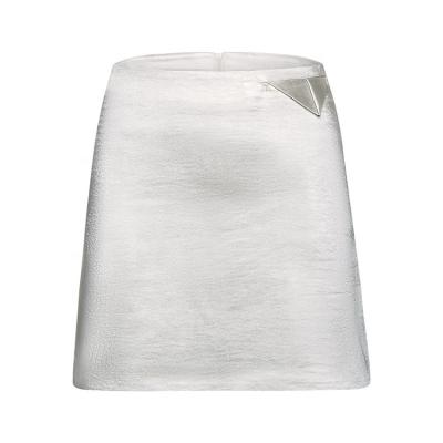 China Breathable spring and summer Europe and America contracted women's new triangle half pleat pocket satin skirt skirt for sale