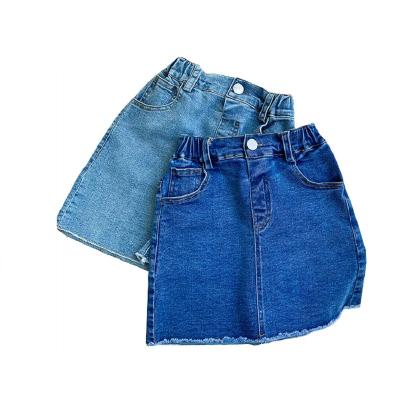 China Anti-wrinkle summer 2-8 years old babies denim short skirt kids one line denim shorts for sale