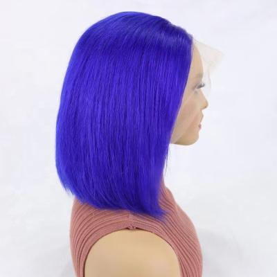 China Remy Virgin Full Lace Wigs Silky Straight Human Hair Straight Blue Hair Color Hair Wigs for sale