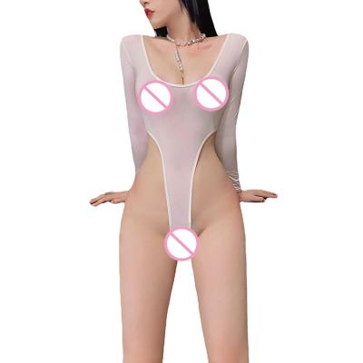 China QUICK DRY fork jumpsuit long high sleeve open gear freely to remove passion sexy ice silk transparent hot uniform temptation for sale