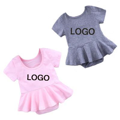 China Hot Sale 100% Cotton Custom With Logo Shorts Sleeve Romper Overalls Summer Infants Baby Girl Dress Out for sale