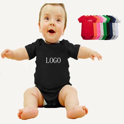 China High Quality 100% Cotton Wholesale New 100% Cotton Plain O-Neck Babies Short Sleeve Romper Custom Made With Logo For Babies for sale