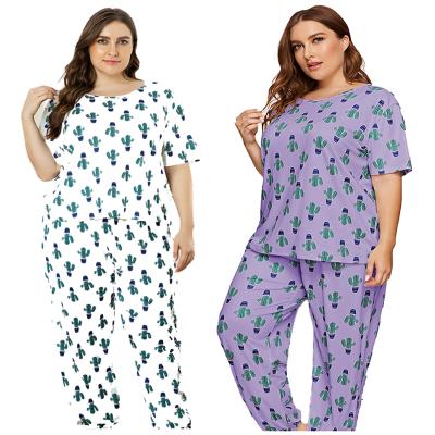 China Wholesale High Quality Plus Size Short Women's Homewear Short Sleeve Nightgowns Pajama Set Breathable Pajama Set for sale