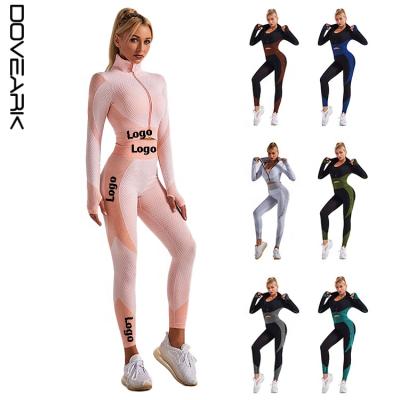 China Waterproof 2021 Popular New Design Women Seamless Sports Top Coat Jacket Bra Pants Three-Piece Sets Yoga Suit for sale