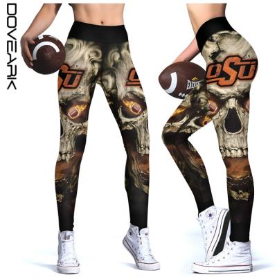 China 2021 Antibacterial New Design Accept Different Custom Sports Sugar Skull Football Team Oklahoma Yoga OSU State Logo Leggings for sale