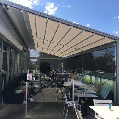 China Easily Assembled Outdoor Automatic Restaurant Villa Garden Pergola Customized PVC Retractable Roof Pergola for sale