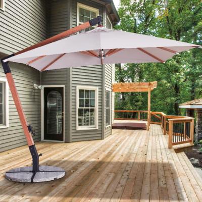 China Modern Strong Aluminum Patio Garden Umbrellas Outdoor Hanging Parasol With Wood Color Coated Patio Umbrella Manufacturers for sale