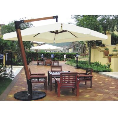 China Large modern wooden outdoor garden parasol cantilever 3.5m umbrella in hot sale china patio umbrella manufactures for sale