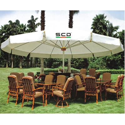 China Round or Square Semi Automatic Aluminum Pole Medium Garden Umbrella for sale