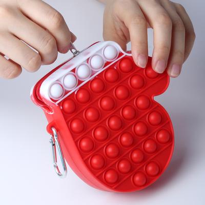 China Multifunctional Eco-friendly Wallet Decompression Soft Silicone Christmas Toys Push Noise Bubble Stir Sensory Toy for sale