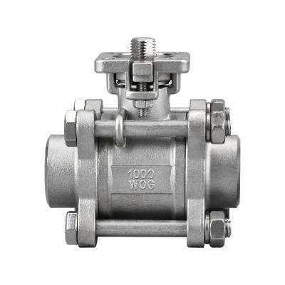 China General Stainless Steel 2PC 3PC Three Way Ball Valve With ISO Deck For Pneumatic for sale