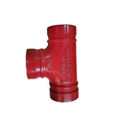 China Water Pipe System Ductile Iron Grooved Fittings Reducing Tee Grooved Tee for sale