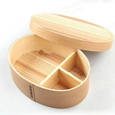 China Handmade Wooden Bento Box Student Fruit Sushi Food Meal Container Japanese Style Kids Gift Bowl for sale